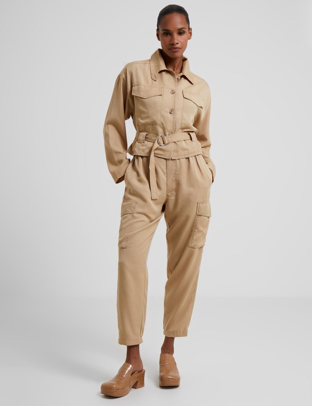 Pure Tencel™ Belted Cropped Utility Jacket image 2