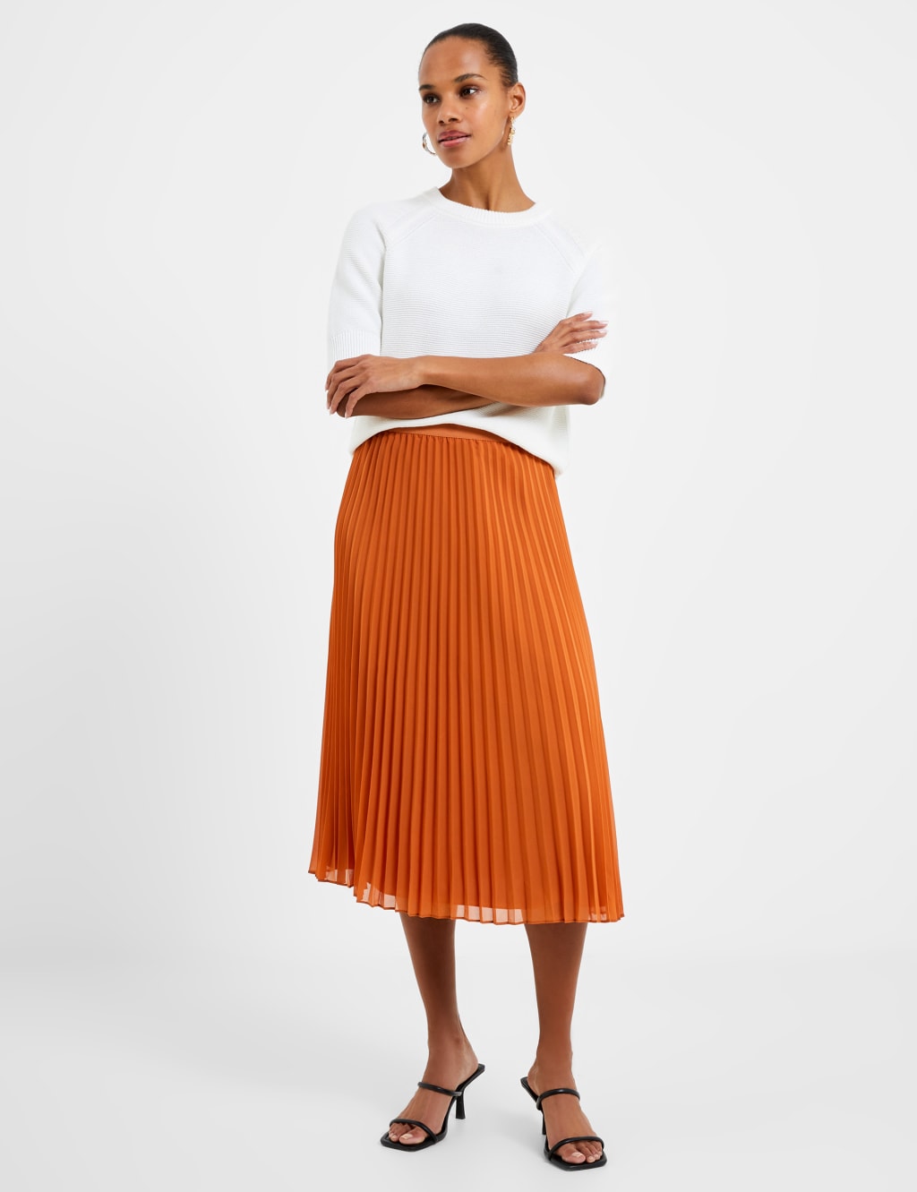 Pleated Midi A-Line Skirt image 1