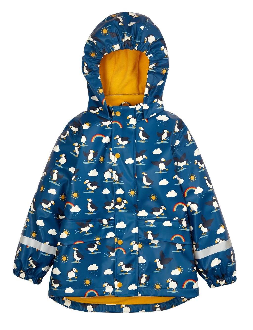 Puffin Print Hooded Fleece Lined Raincoat ( 1 - 10 Yrs) image 1