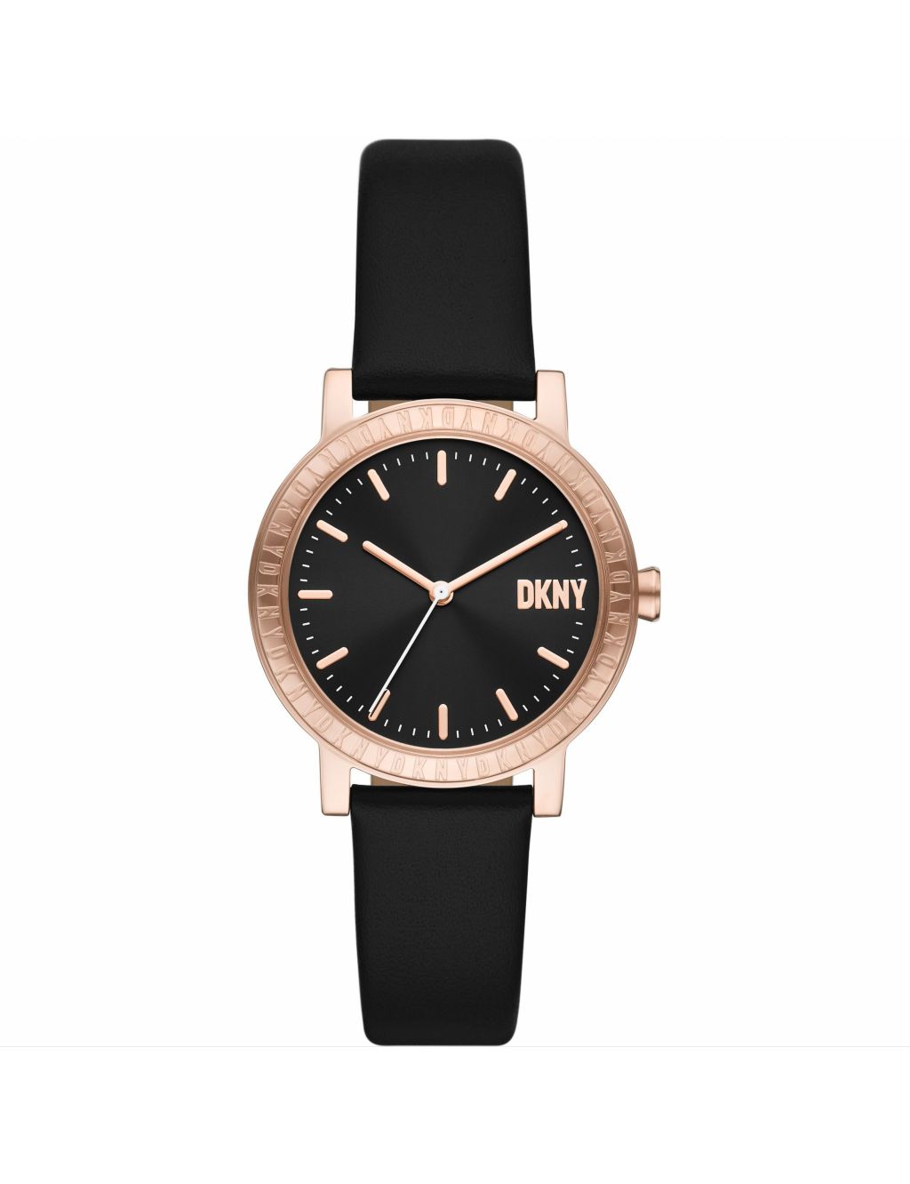 DKNY 7th Avenue Black Leather Watch