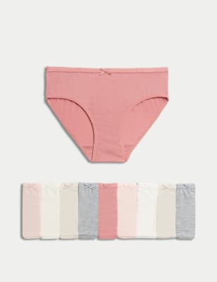 M&S Collection Underwear 10pk Pure Cotton Spotted Knickers (2-16