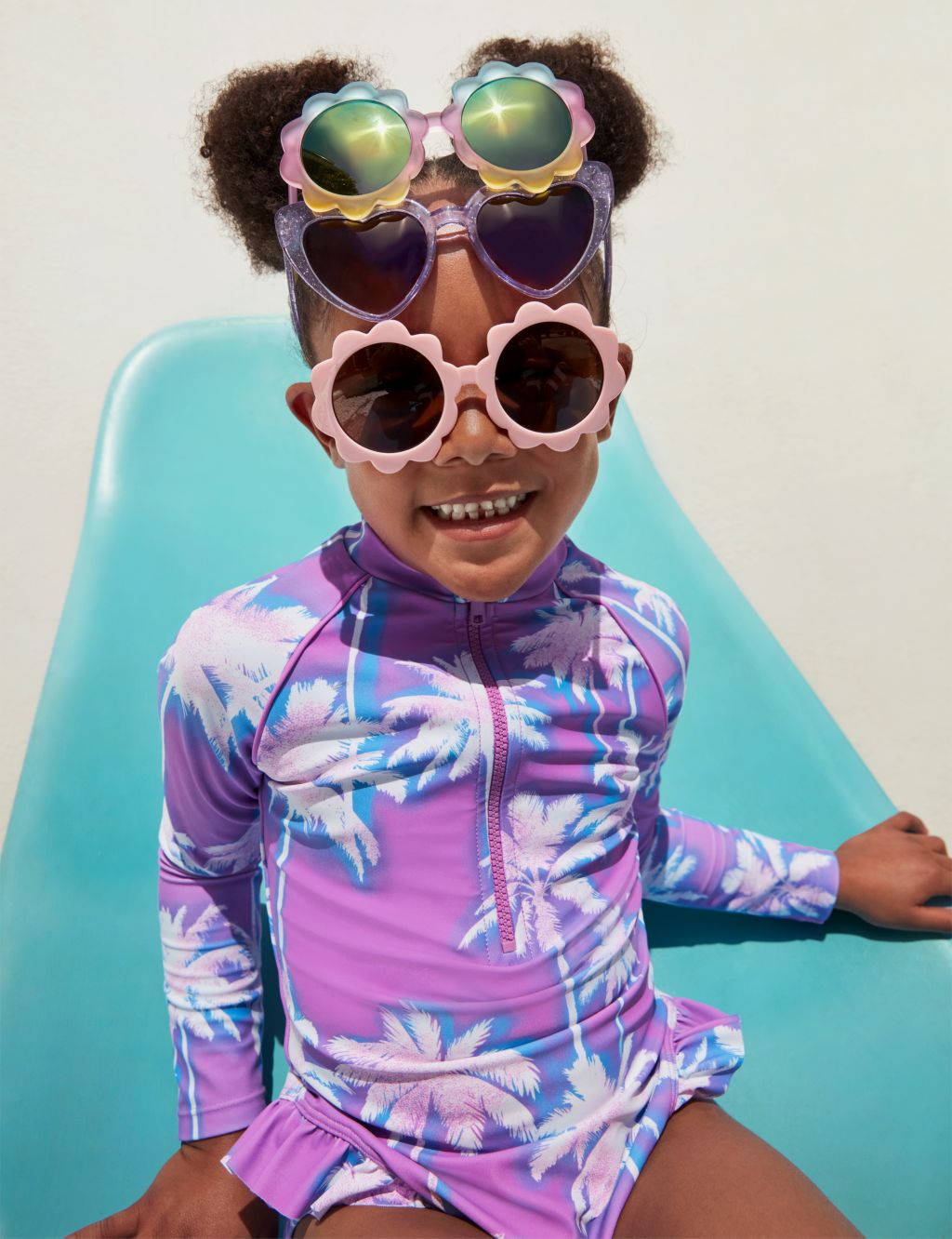 Printed Frill Long Sleeve Swimsuit (2-8 Yrs) image 1