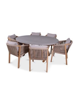 Royalcraft Luna Ellipse Concrete Table & 6 Roma Chairs - Natural, Natural