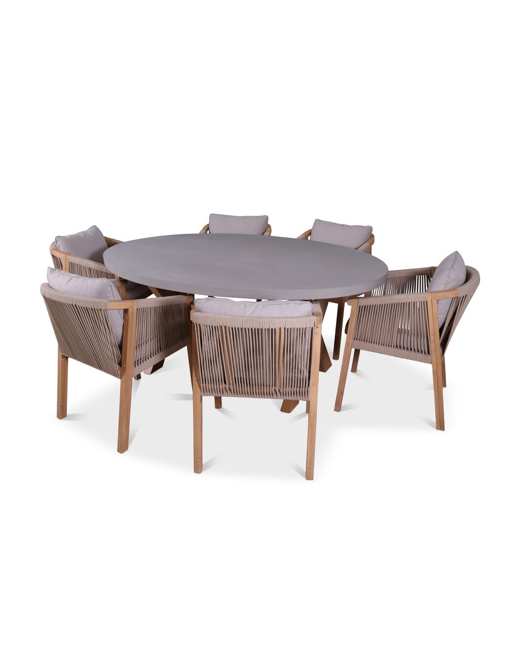 Luna Ellipse Concrete Table & 6 Roma Chairs