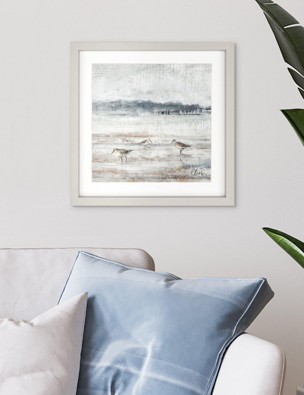 Sand Pipers Square Framed Art