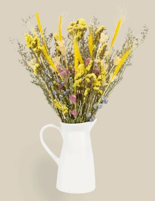 Scottish Everlastings Dried Pampas & Globe Amaranth Bouquet - Yellow, Yellow
