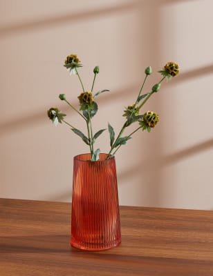 

M&S Collection Small Ridged Glass Vase - Orange, Orange