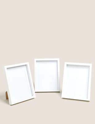 

M&S Collection Conjunto de 3 marcos de madera para fotos de 12 x 18 cm - Blanco, Blanco