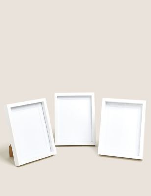 M&S Set of 3 Wood Photo Frames 5x7 inch - White, White,Grey,Natural Mix,Black