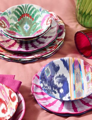 M&S Set of 4 Ikat Brights Picnic Cereal Bowls - Multi, Multi