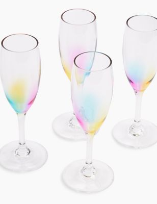 Set of 4 Rainbow Picnic Champagne Flutes