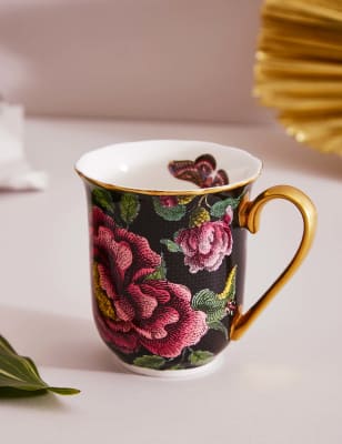 

Spode Creatures of Curiosity - Becher mit Blumenmuster - Schwarz Melange, Schwarz Melange
