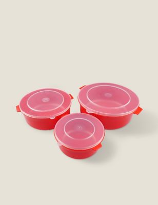 Good2Heat Set of 3 Storage Containers - Red, Red