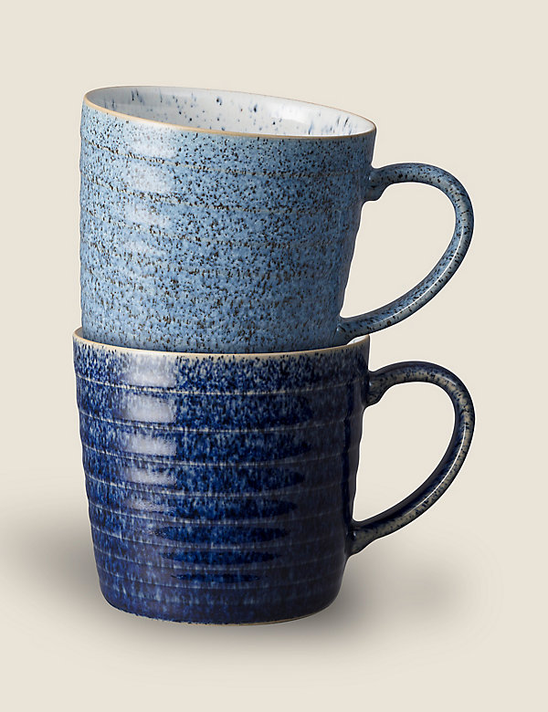 Set of 2 Studio Blue Ridged Mugs - LU