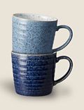 Set of 2 Studio Blue Ridged Mugs