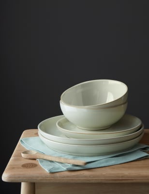

Denby 12-teiliges Leinen Coupe-Tafelservice - Creme, Creme