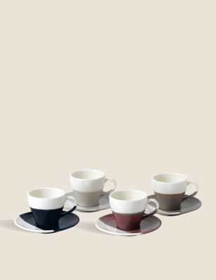 

Royal Doulton Set of 4 Coffee Studio Espresso Cups & Saucers - Multi, Multi