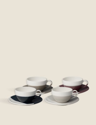 

Royal Doulton Set of 4 1815 Coffee Studio Cappuccino Cups & Saucers - Multi, Multi