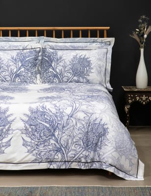 Timorous Beasties Pure Cotton Sateen Thistle Bedding Set - 5FT - Azure Blue, Azure Blue