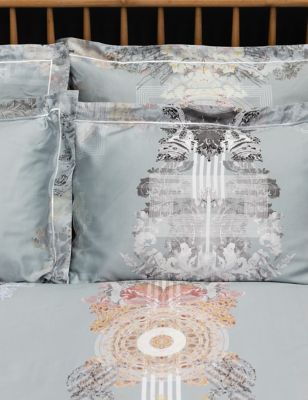 Image of Timorous Beasties Pure Cotton Sateen Totem Damask Bedding Set - 5FT - Pale Blue, Pale Blue