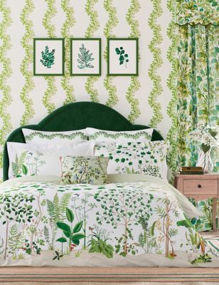 Sanderson Pure Cotton Sateen Sycamore & Oak Bedding Set - DBL - Green, Green