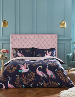 Sara Miller Pure Cotton Sateen Dancing Cranes Bedding Set - SGL - Midnight, Midnight