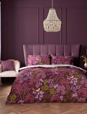 

Sara Miller Bettwäscheset aus reinem Baumwollsatin „Songbird“ - Plum, Plum