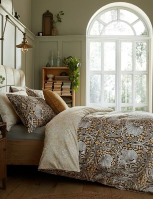 William Morris At Home Pure Cotton Pimpernel Reversible Bedding Set - DBL - Charcoal, Charcoal