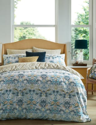 

William Morris At Home Ropa de cama 100% algodón de Strawberry Thief - Ochre, Ochre