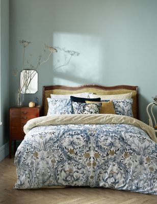 William Morris At Home Pure Cotton African Marigold Bedding Set - DBL - Blue Mix, Blue Mix