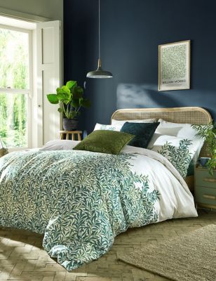 William Morris At Home Pure Cotton Sateen Creeping Willow Bedding Set - DBL - Forest Green, Forest G