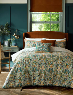 Pure Cotton Sateen Peacock & Bird Bedding Set - GR