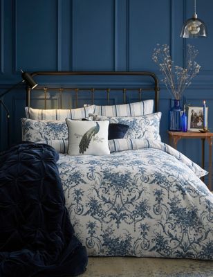 Laura Ashley Pure Cotton Sateen Tuleries Bedding Set - 6FT - Light Blue Mix, Light Blue Mix,Charcoal