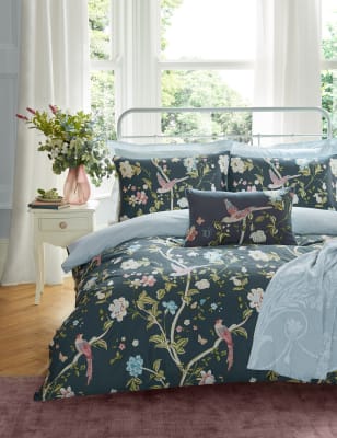 Laura Ashley Sateen Summer Palace Bedding Set - DBL - Midnight, Midnight