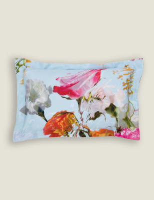 Ted Baker Pure Cotton Floating Floral Oxford Pillowcase - Multi, Multi