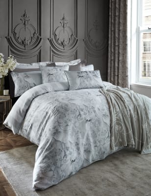 

Laura Ashley Pure Cotton Sateen Tregaron Bedding Set - Silver, Silver