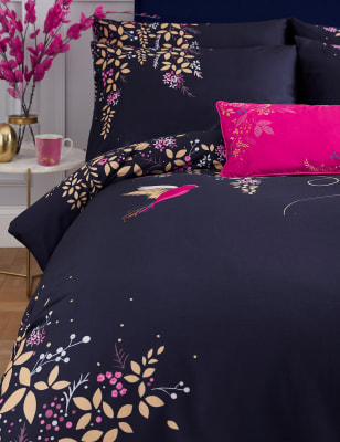 Ropa cama 100% algodón satinada con diseño de colibrí | M&S ES