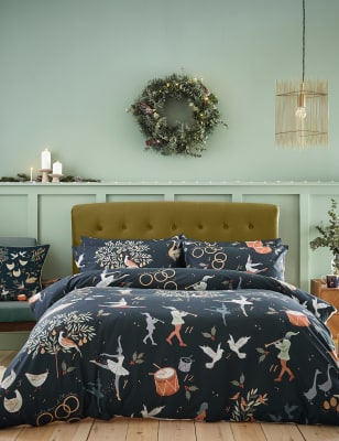 

Sara Miller Pure Cotton Percale 12 Days Of Christmas Bedding Set - Midnight, Midnight