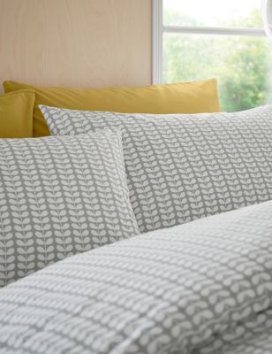 Orla Kiely 2pk Pure Cotton Tiny Stem Pillowcases - Light Grey, Light Grey