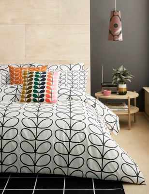 Orla Kiely Brushed Cotton Linear Stem Bedding Set - 6FT - Charcoal, Charcoal