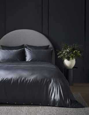 Bedfolk Pure Cotton Sateen Luxe Duvet Cover - DBL - Ink, Ink