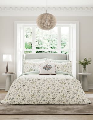 V&A Pure Cotton Flora Bedding Set - DBL - Duck Egg, Duck Egg