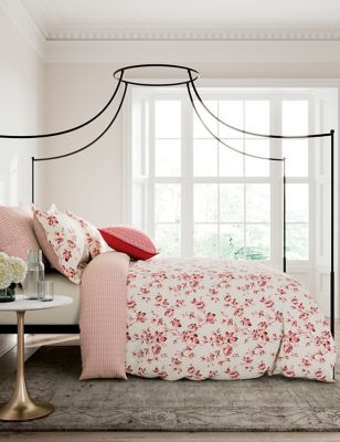 V&A Pure Cotton Garden Rose Bedding Set - SGL - Pink, Pink