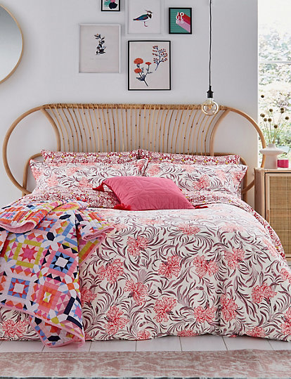 Joules Pure Cotton Percale Garland Floral Bedding Set - 6Ft - Multi, Multi