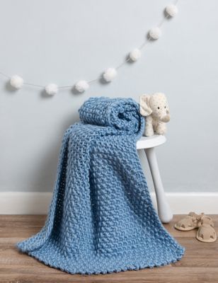 Wool Couture Louis Baby Blanket Knitting Kit - Blue, Blue