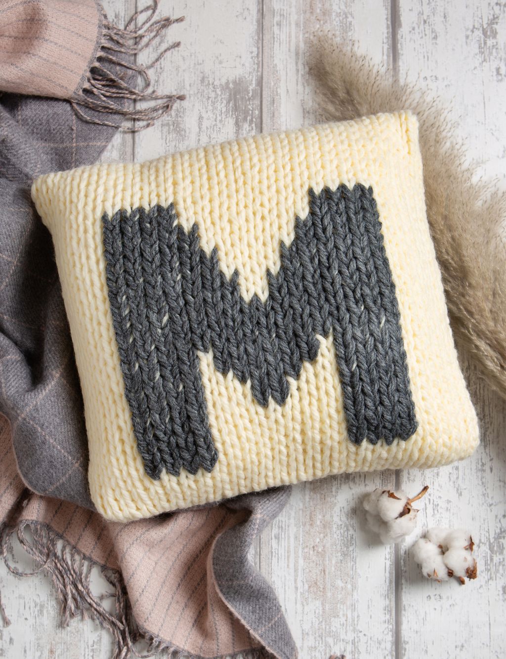 Monogram Cushion Knitting Kit image 1