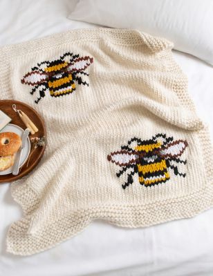 Wool Couture Bee Blanket Knitting Kit - Cream, Cream