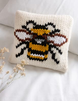 Wool Couture Bee Cushion Cover Knitting Kit - Cream, Cream