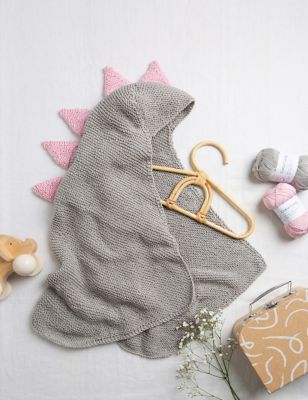 Wool Couture Dinosaur Hooded Blanket Knitting Kit - Navy Mix, Navy Mix