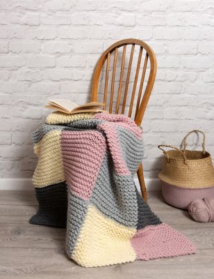 Wool Couture Chequered Blanket Knitting Kit - Multi, Multi